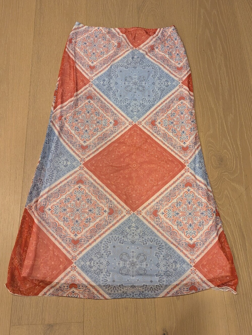 Patterned Tile-Print Maxi Skirt
